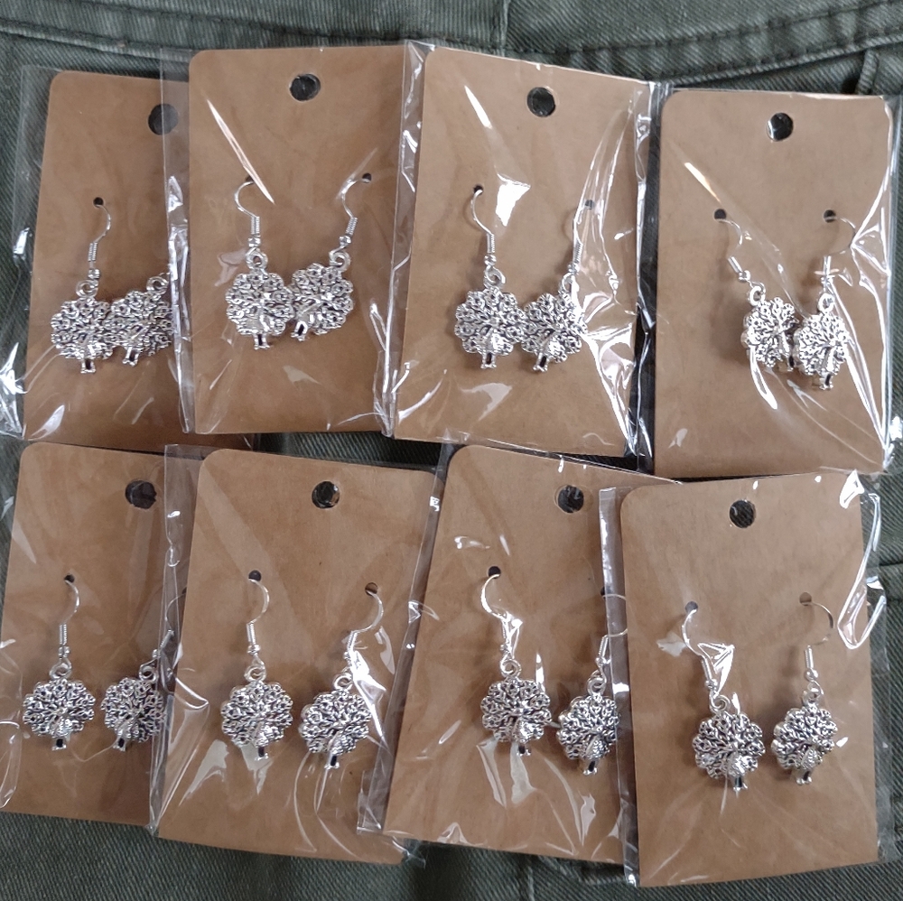 8 Homade Silver Tone Peacock Earring Sets.